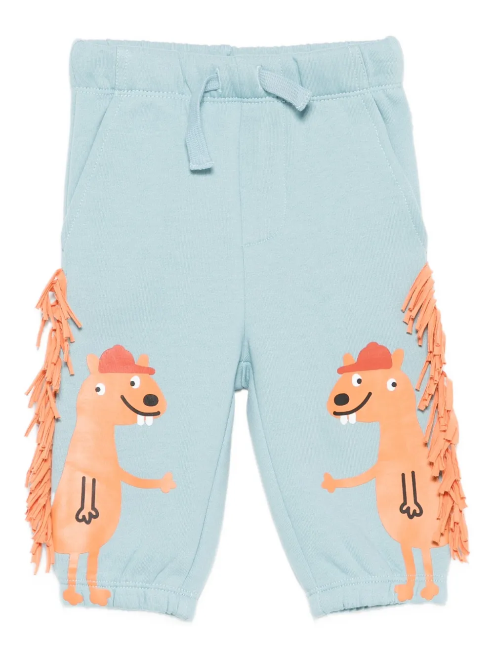 

Брюки с анималистичным принтом и бахромой Stella McCartney Kids, синий
