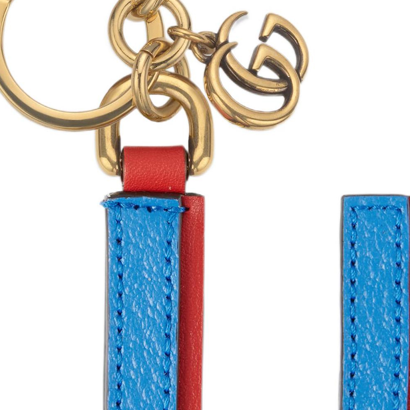 GUCCI Сумка-ключница из холста и кожи, унисекс, синий/красный — фото 3