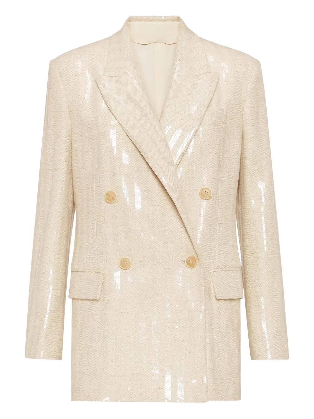

Двубортный блейзер Brunello Cucinelli, бежевый