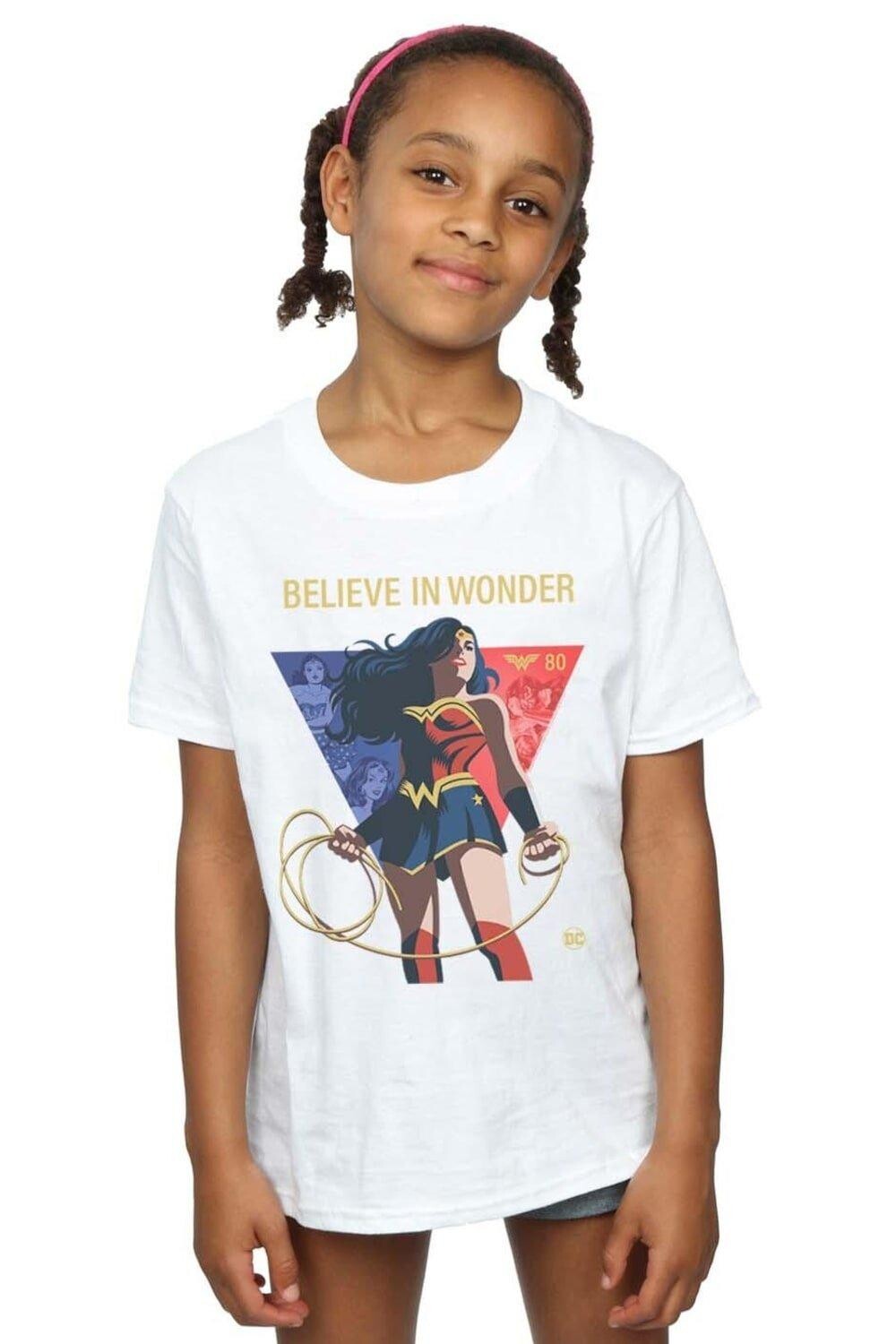 

Хлопковая футболка «Чудо-женщина в честь 80-летия Believe In Wonder Pose» DC Comics, белый