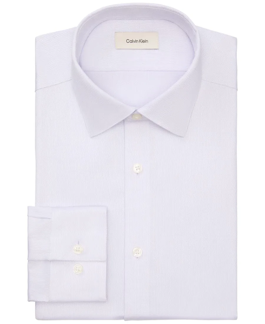 Мужская однотонная рубашка прямого кроя из эластичной ткани Calvin Klein, Lavender — фото 4