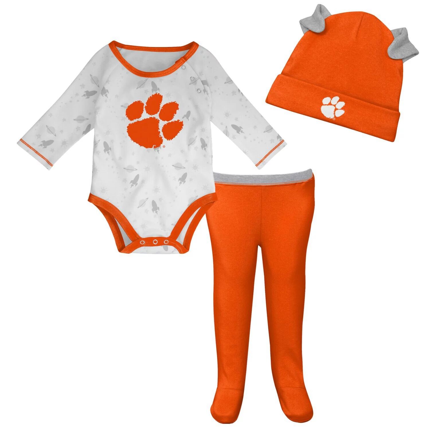 

Оранжевый/белый комплект для новорожденных и младенцев Clemson Tigers Dream Team, боди с длинными рукавами и регланами, комплект из шапки и брюк Outerstuff