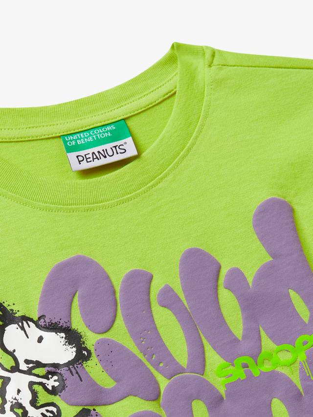 Детская хлопковая футболка с коротким рукавом и принтом Snoopy Benetton, Green — фото 3
