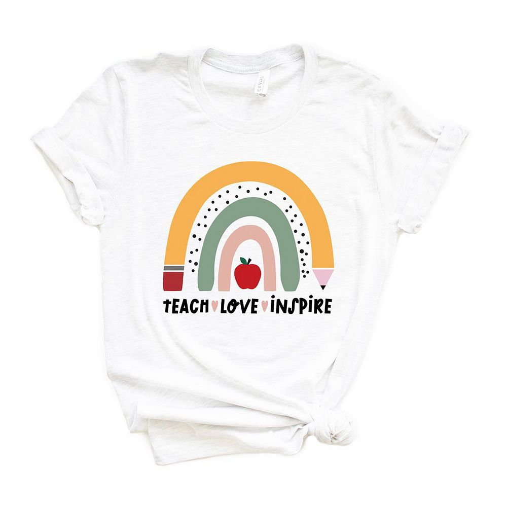 

Футболка с короткими рукавами и рисунком Teach Love Inspire Rainbow Simply Sage Market, белый