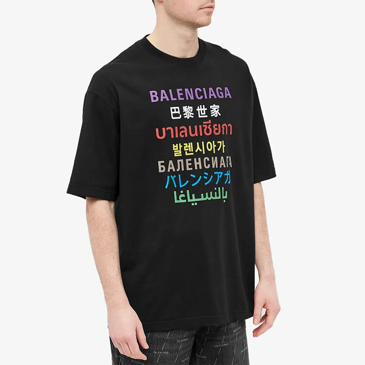 Футболка мужская Balenciaga Languages, черный — фото 4