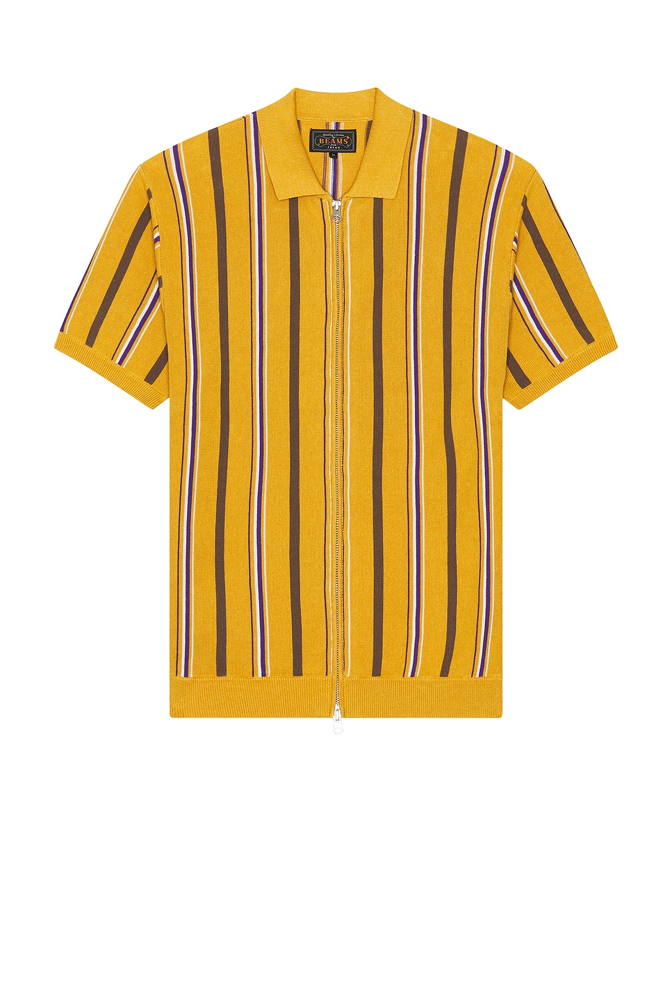 

Футболка Zip Knit Stripe Beams Plus, Mustard