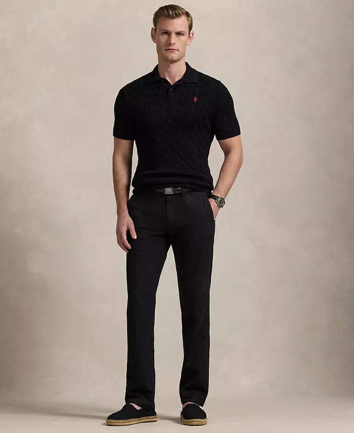 

Мужские прямые брюки из льняной смесовой ткани Polo Ralph Lauren, черный
