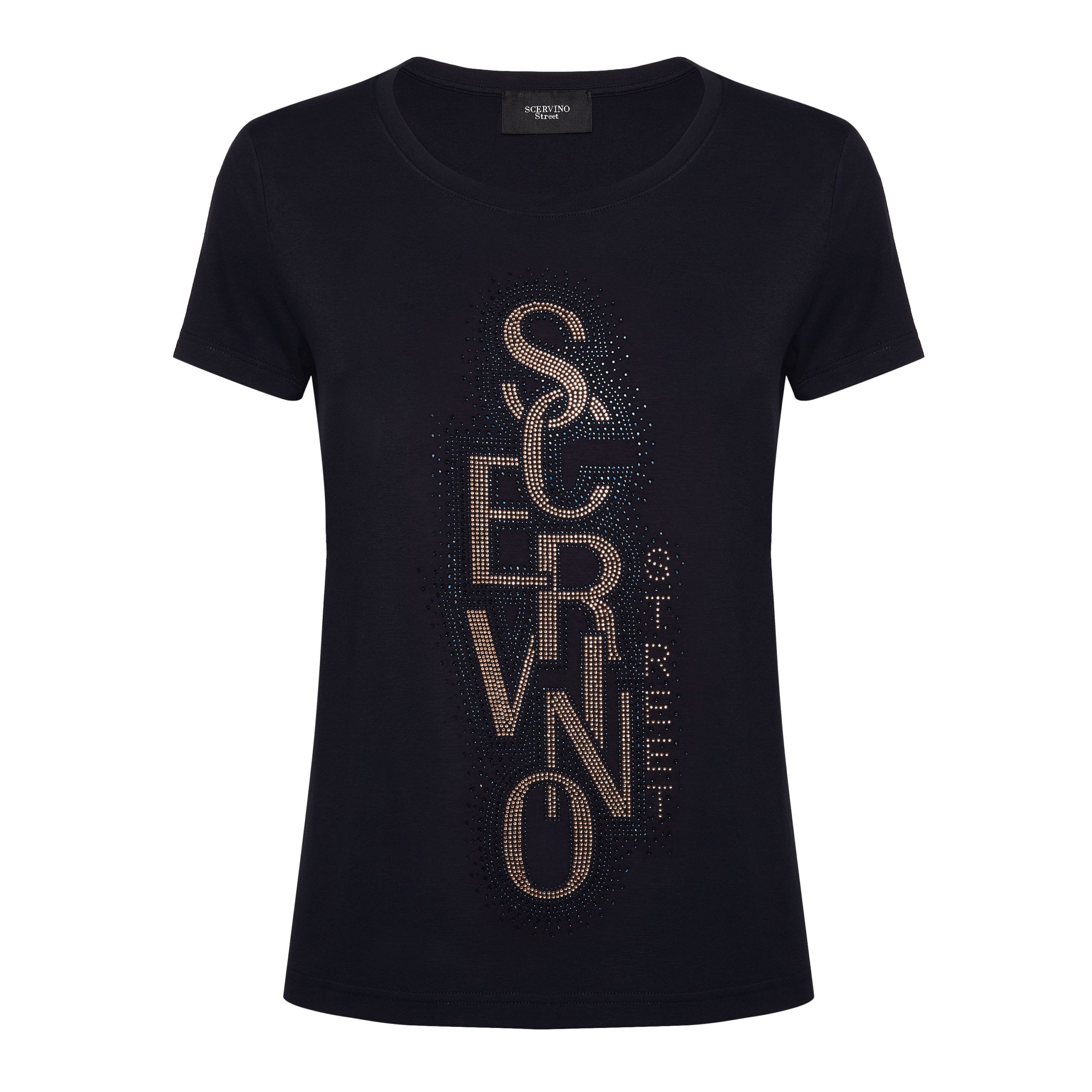 

Синяя хлопковая женская футболка Ermanno Scervino