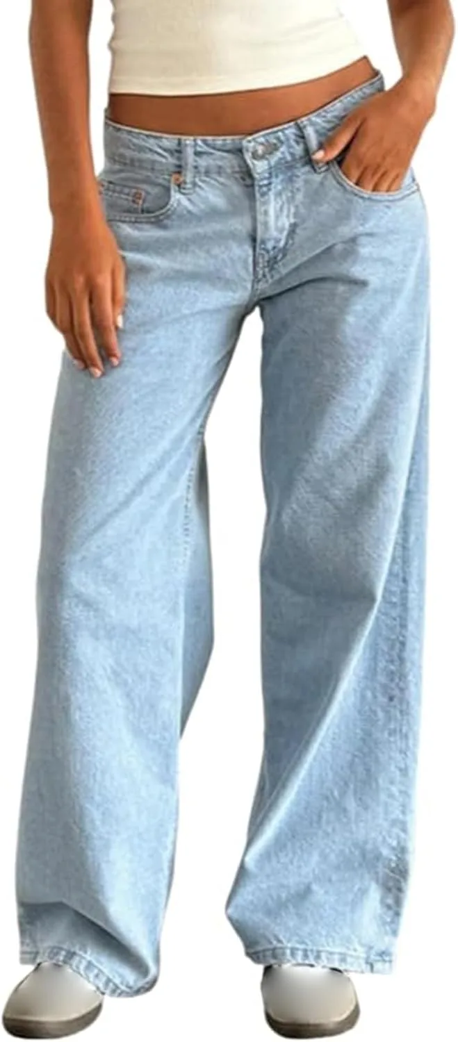 

Джинсы Low Rise для женщин 2025 Casual Wide Leg High Waist Baggy Tednrk