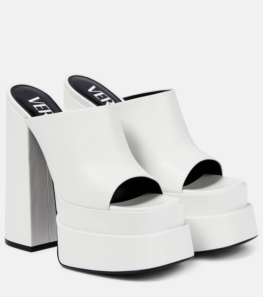 Кожаный мюли на платформе Versace, Bianco Ottico - Oro Versace