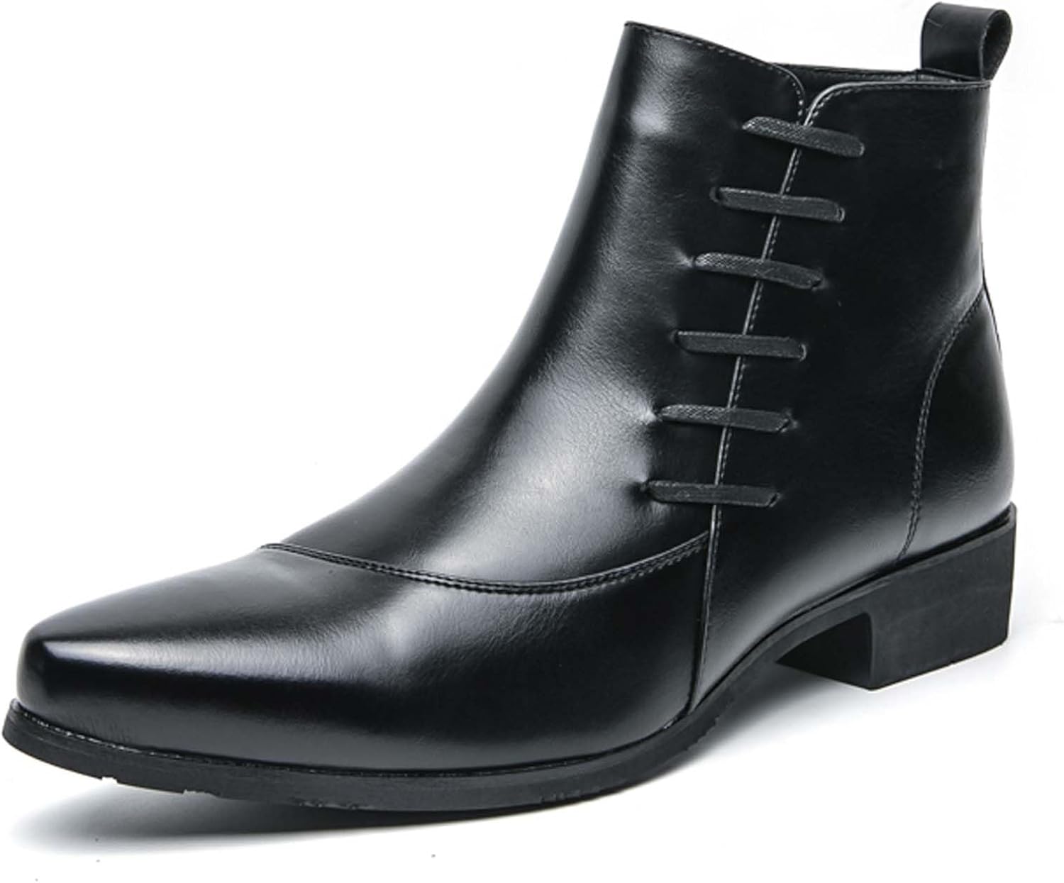 

Мужские зауженные ботинки Челси с модной и индивидуальной боковой молнией, противоскользящие, удобные, деловые, формальные и повседневные ботинки до щиколотки Generic, черный