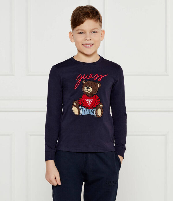 

Лонгслив детский Guess Regular Fit с принтом, синий