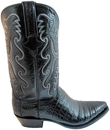 Мужские классические ковбойские сапоги Lucchese E2147.54, черная каймановая кожа Ultra Belly, ручная работа, черная буйволиная кожа, ширина E Lucches Classic, черный — фото 2