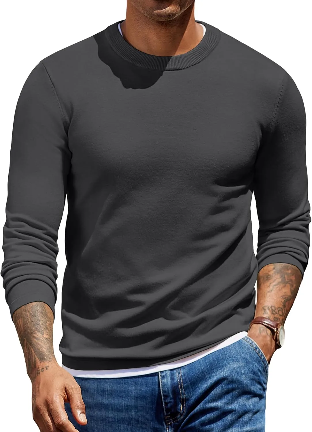 

COOFANDY мужской свитер с круглым вырезом Slim Fit