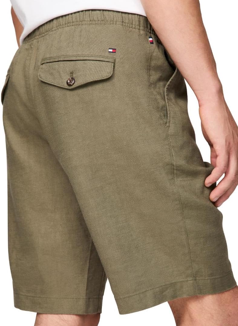 Мужские летние льняные шорты Tommy Hilfiger 10 дюймов свободного кроя, Army Green — фото 2