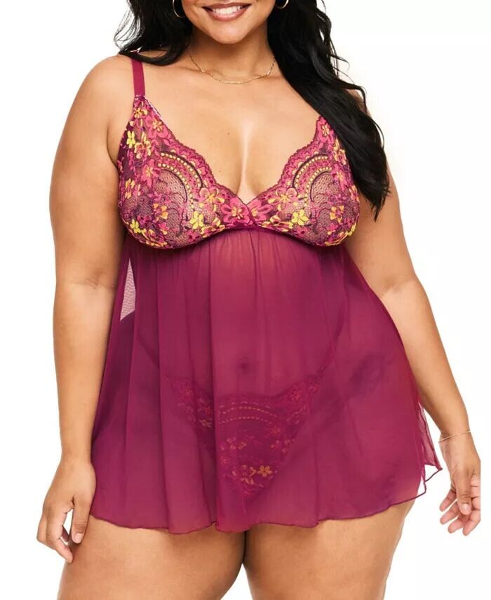 

Комплект нижнего белья больших размеров Anatta Babydoll и стринги Adore Me, красный