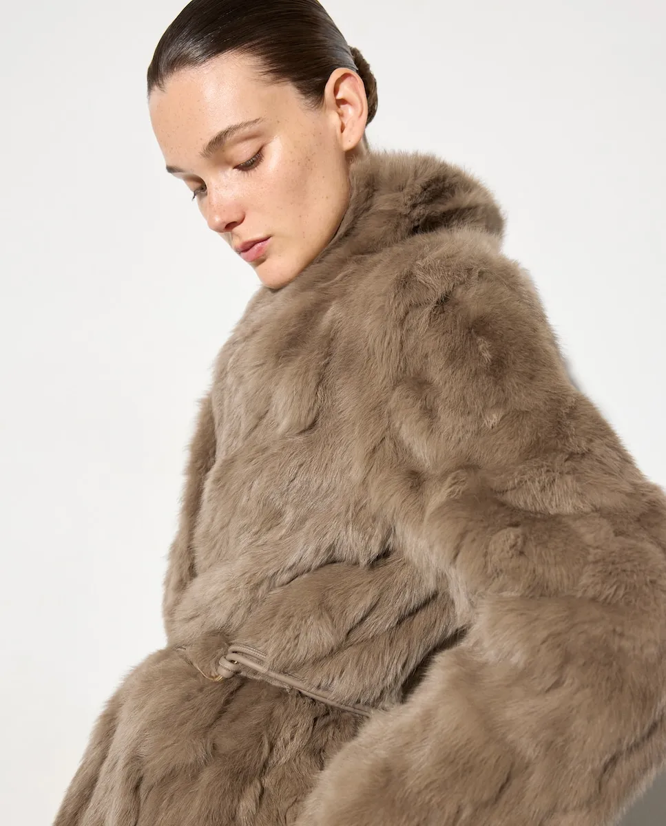 

Женское кожаное пальто с поясом Woman El Corte Inglés, светло-коричневый