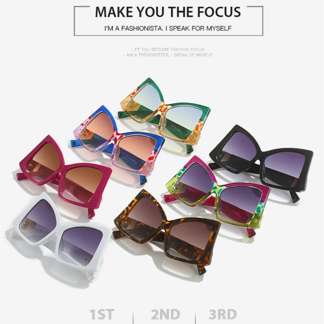 

Женские солнцезащитные очки неправильной квадратной формы, двухцветная оправа, «кошачий глаз», роскошные, с защитой от УФ-излучения UV400 UATXTAU, Leopard