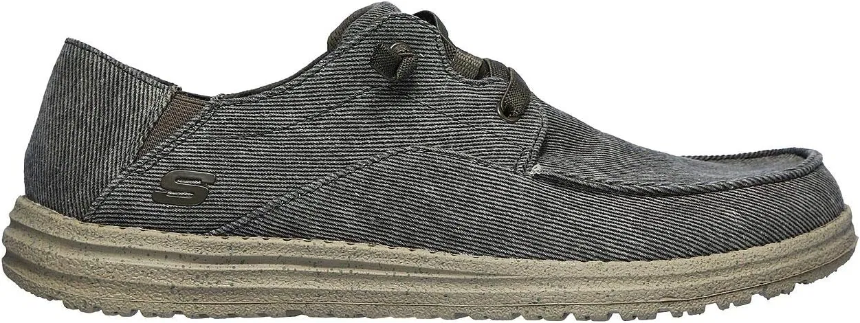Мужские парусиновые мокасины без шнуровки Skechers Melson Raymon, Olive Green — фото 2