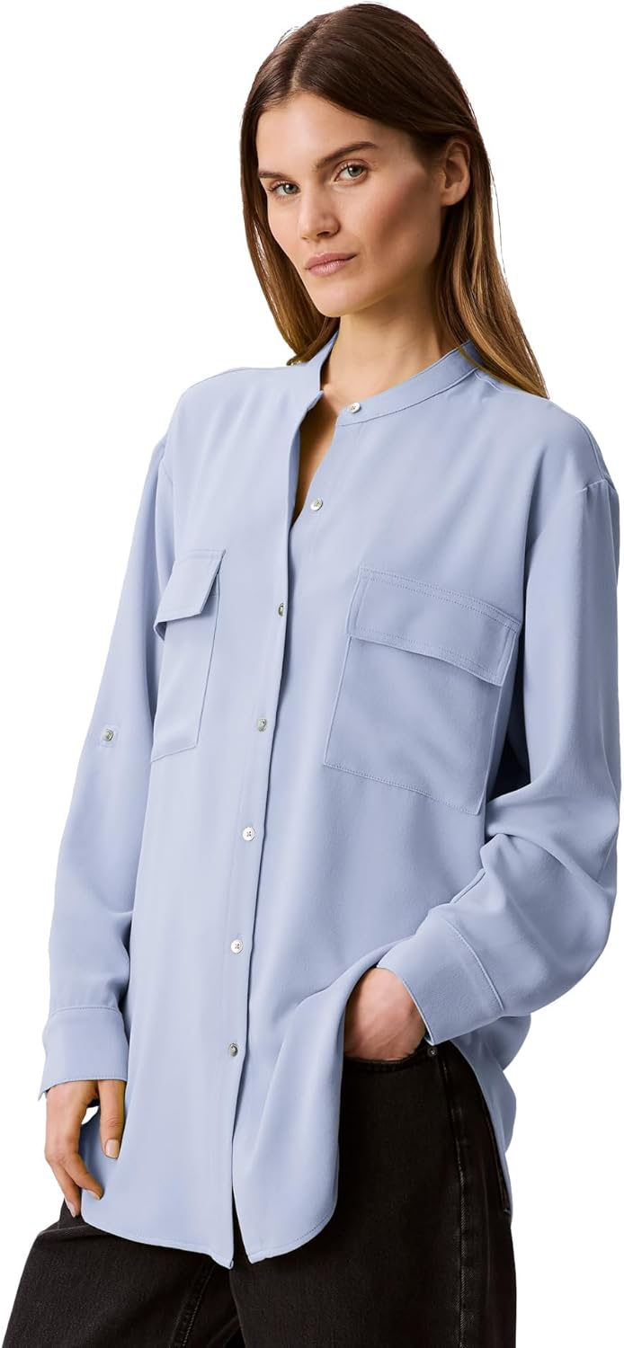 

Женская креповая рубашка Calvin Klein с застежкой на пуговицы, Zen Blue