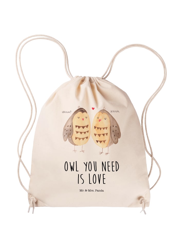 

Mr. & Mrs. Panda Джутовая сумка «Сова любит» с надписью кремового цвета