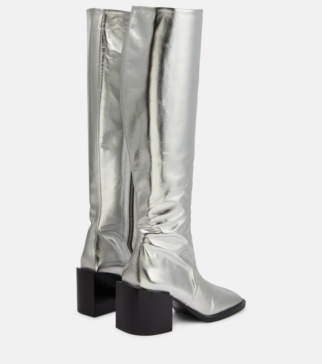 Сапоги из металлизированной кожи до колена Jil Sander, Silver Moon — фото 3