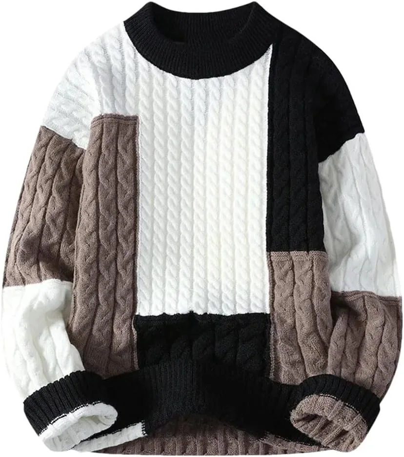 

Свитер с контрастным пэчворком и длинными рукавами