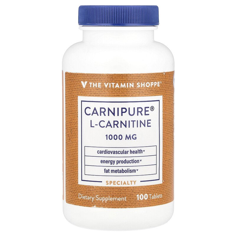 

The Vitamin Shoppe, L-карнитин Carnipure, 1000 мг, 100 таблеток