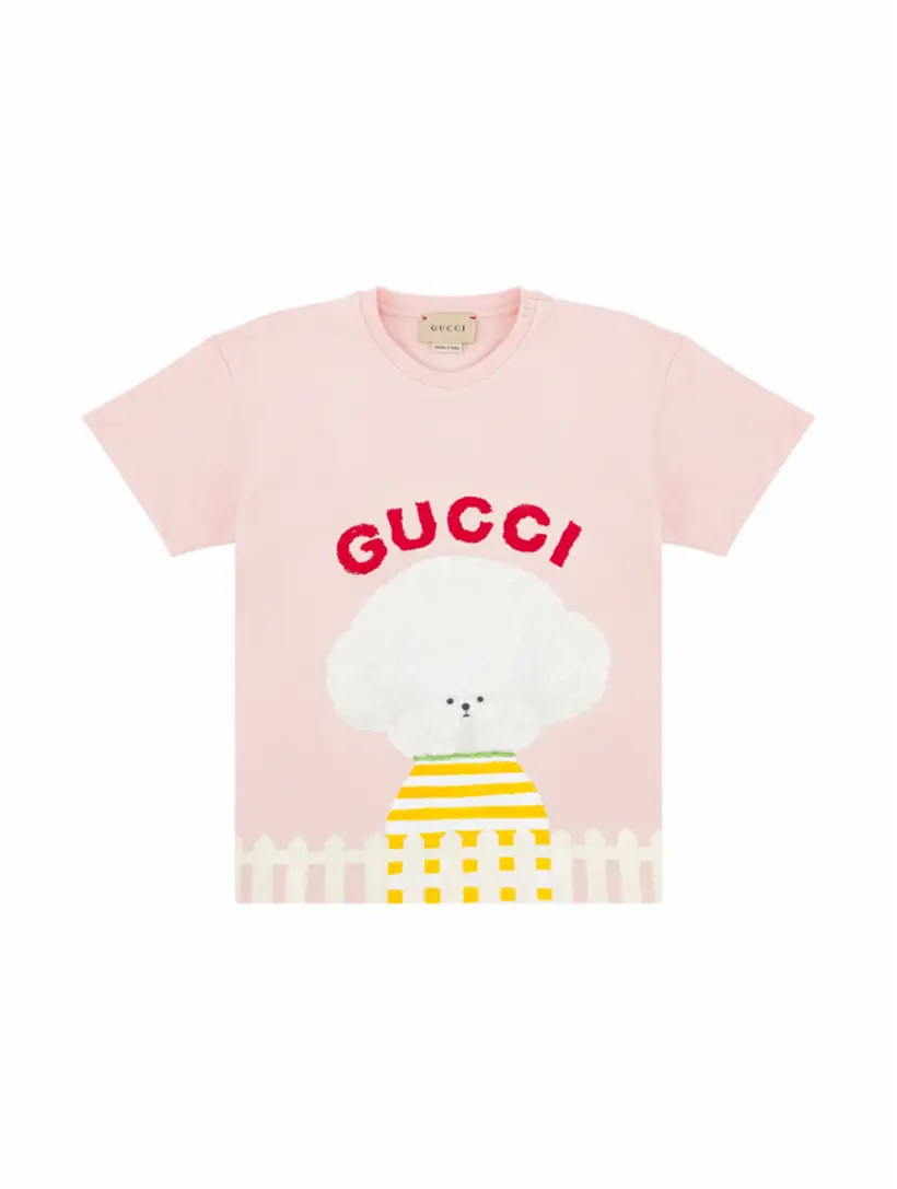 

Хлопковая футболка с логотипом Gucci, розовый