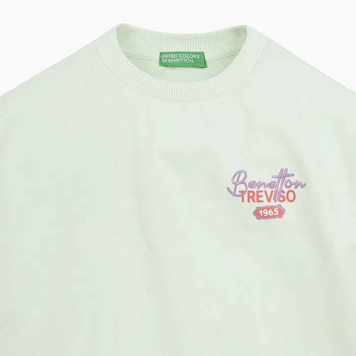 Детский мятный свитшот с логотипом от Benetton Kids — фото 3
