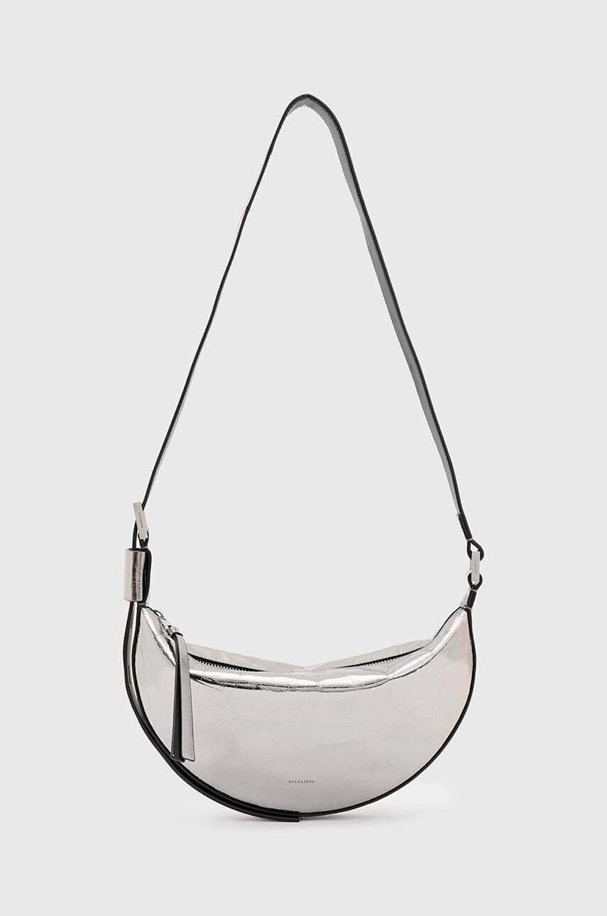 

Кожаная сумка AllSaints HALF MOON XBODY, серебряный