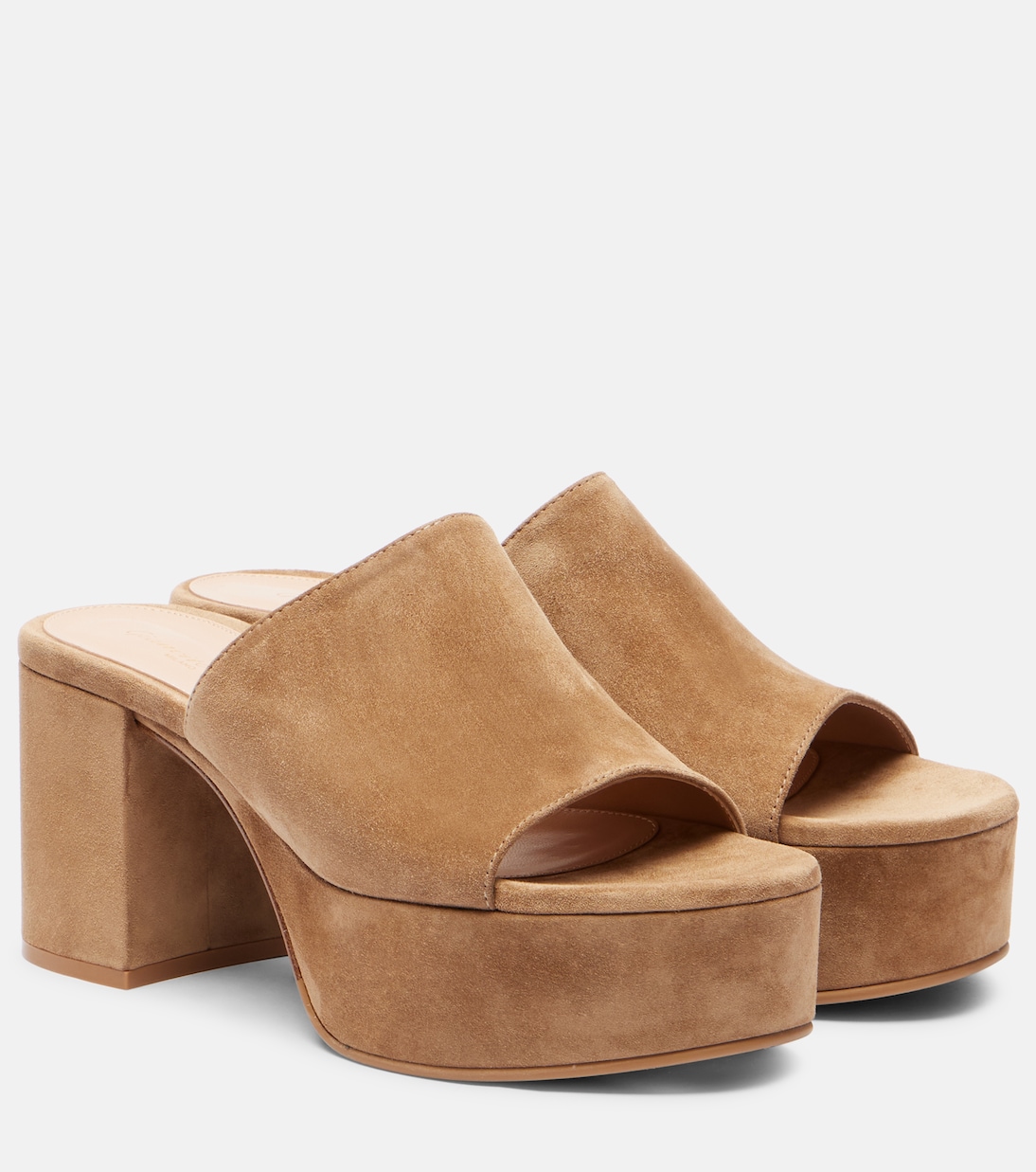 Замшевые мюли на платформе Gianvito Rossi, кэмел