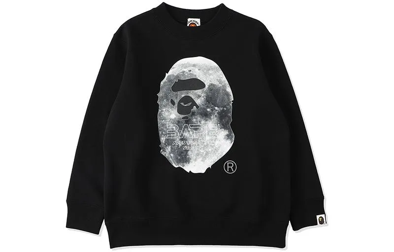 Детский свитшот с круглым вырезом A BATHING APE, черный