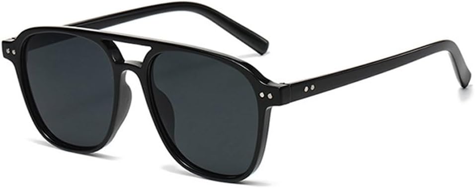 

Модные женские солнцезащитные очки с двойной перемычкой, ретро-очки с заклепками, мужские трендовые солнцезащитные очки с градиентным переходом, солнцезащитные очки UV400 TKKTLLT, Black Grey