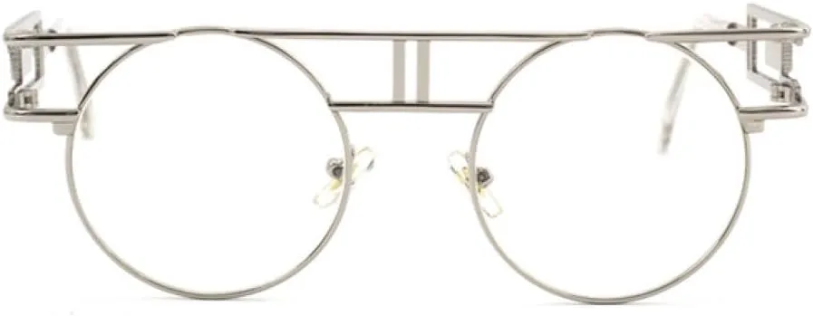 

Круглые солнцезащитные очки из сплава для женщин и мужчин, с большой оправой, зеркальные, в стиле стимпанк, с защитой от УФ-излучения UV400 MTZJH, C15silver-clear