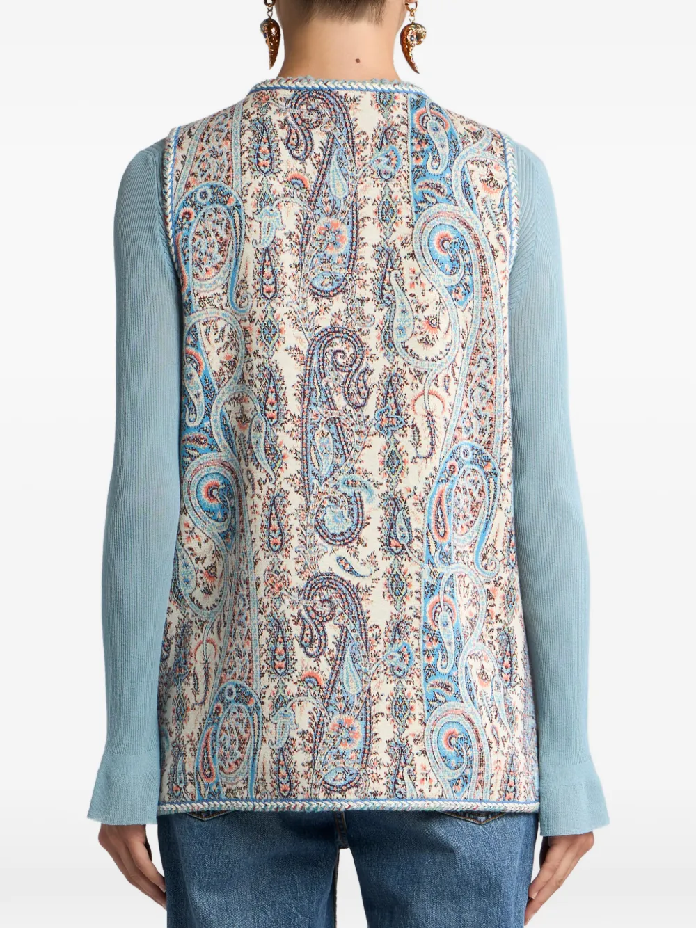 Жаккардовый жилет с узором пейсли Etro, нейтральный — фото 3