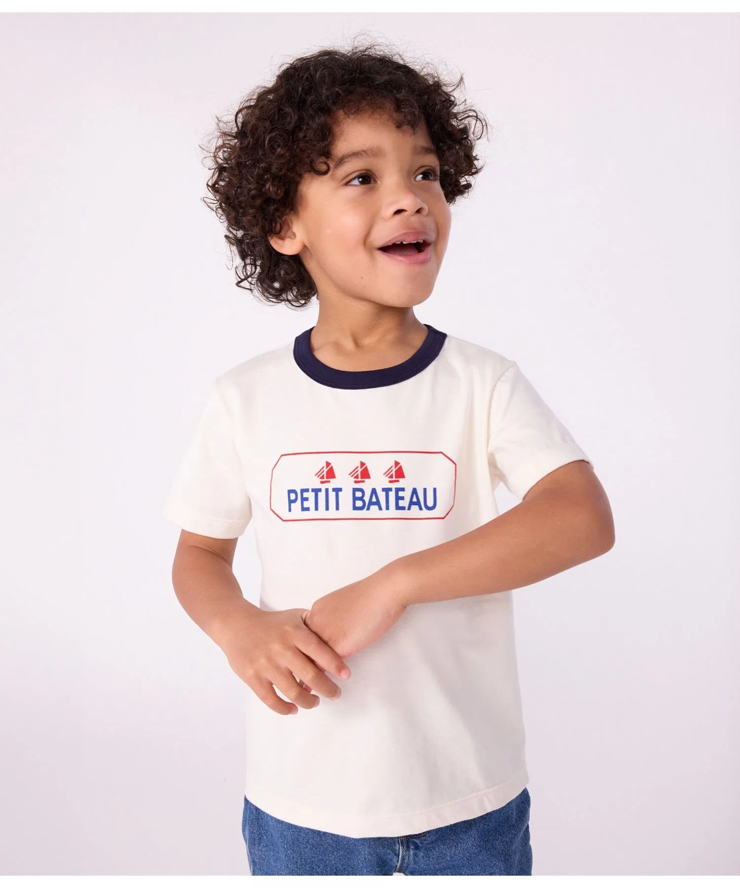 Детская футболка PETIT BATEAU с логотипом из хлопка белая