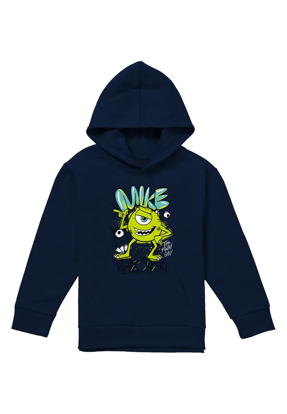 Детский худи с принтом Mike Wazowski, Disney, темно-синий — фото 4