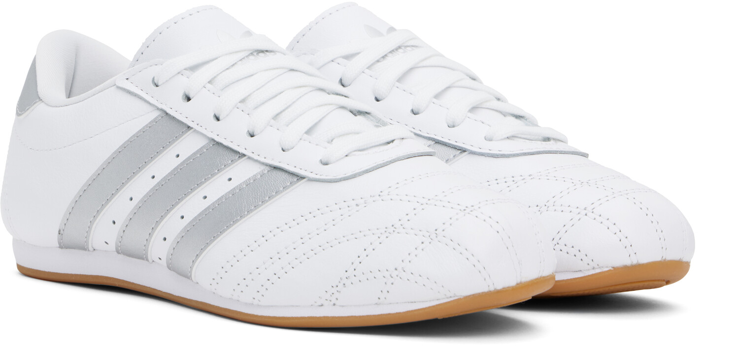 Кроссовки для тхэквондо белого и серебристого цвета с кружевом Adidas Originals — фото 4