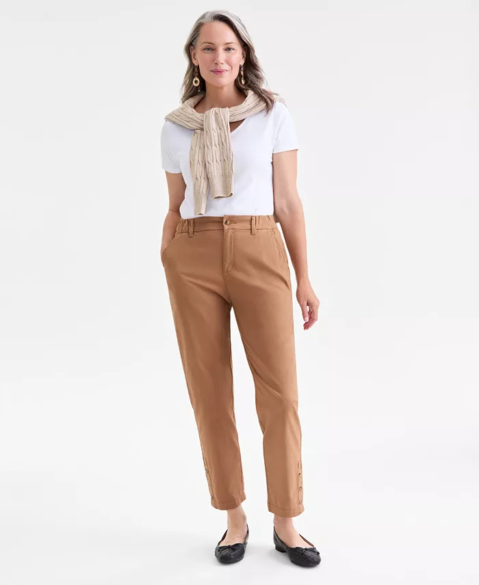 

Женские брюки прямого кроя с высокой посадкой и застежкой на пуговицах по низу Style & Co, загар/бежевый