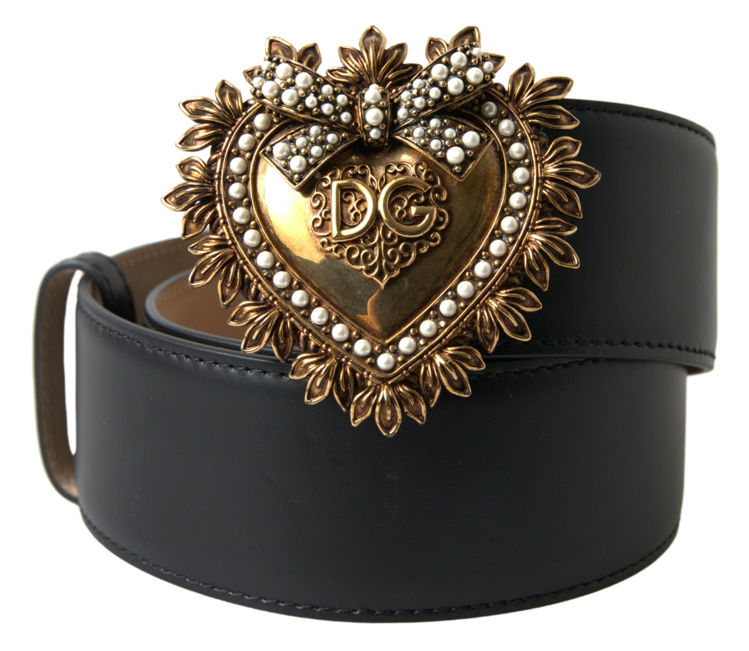 

Элегантный черный кожаный пояс Devotion Dolce & Gabbana