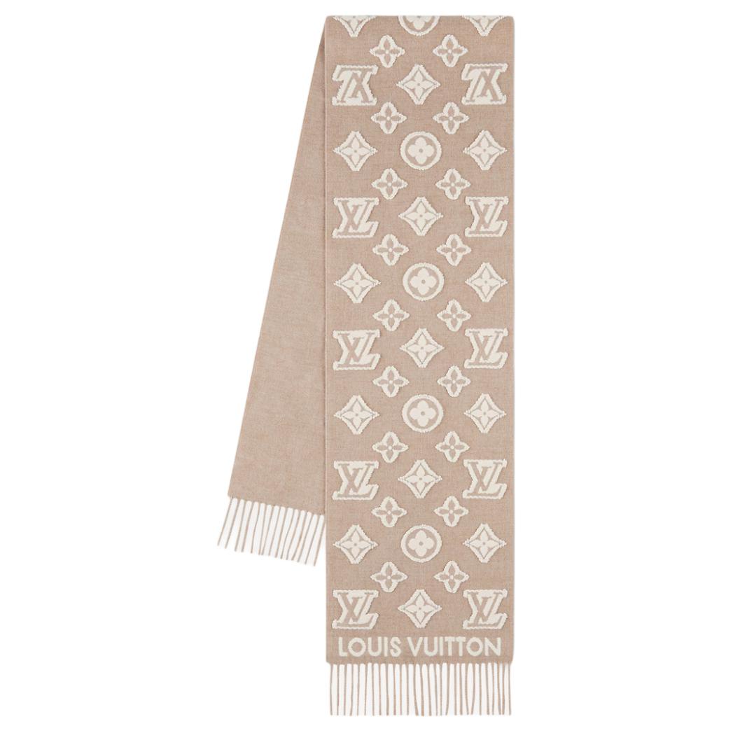 

LOUIS VUITTON Кашемировый вязаный шарф женский светло-коричневый, Light Brown