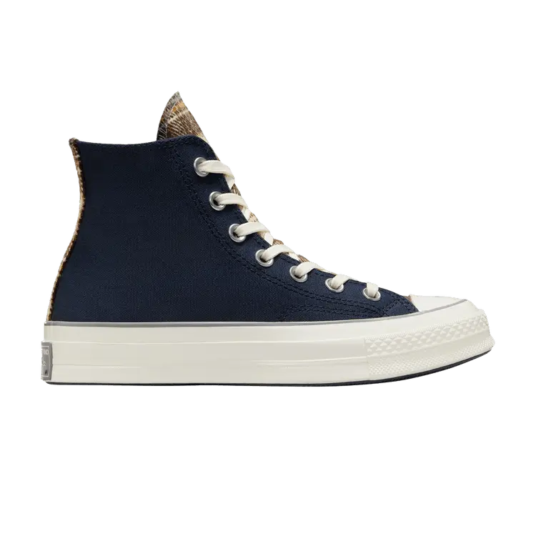 

Кроссовки Converse Wmns Chuck 70 High Canvas & Plaid - Obsidian, синий