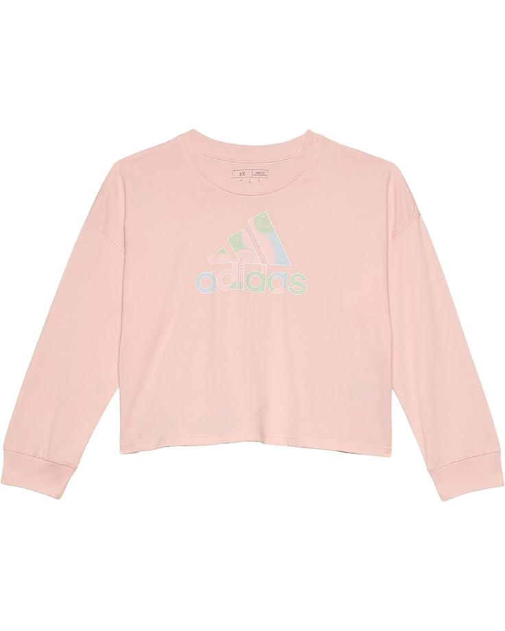 

Футболка adidas Kids Long Sleeve Waist Crew Tee, цвет Pink w Multi