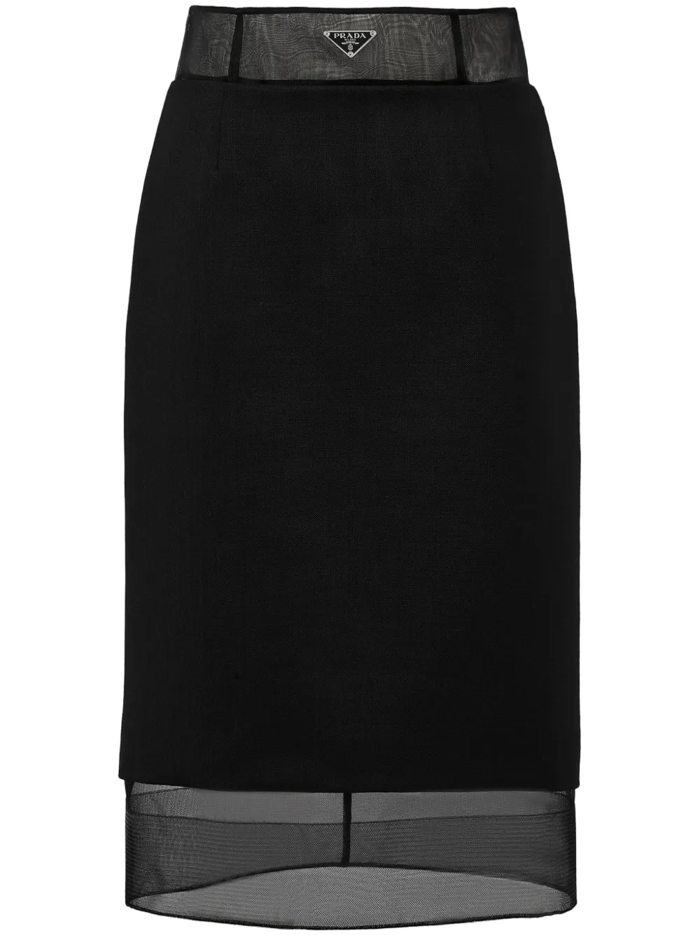

Многослойная юбка с логотипом Prada, черный