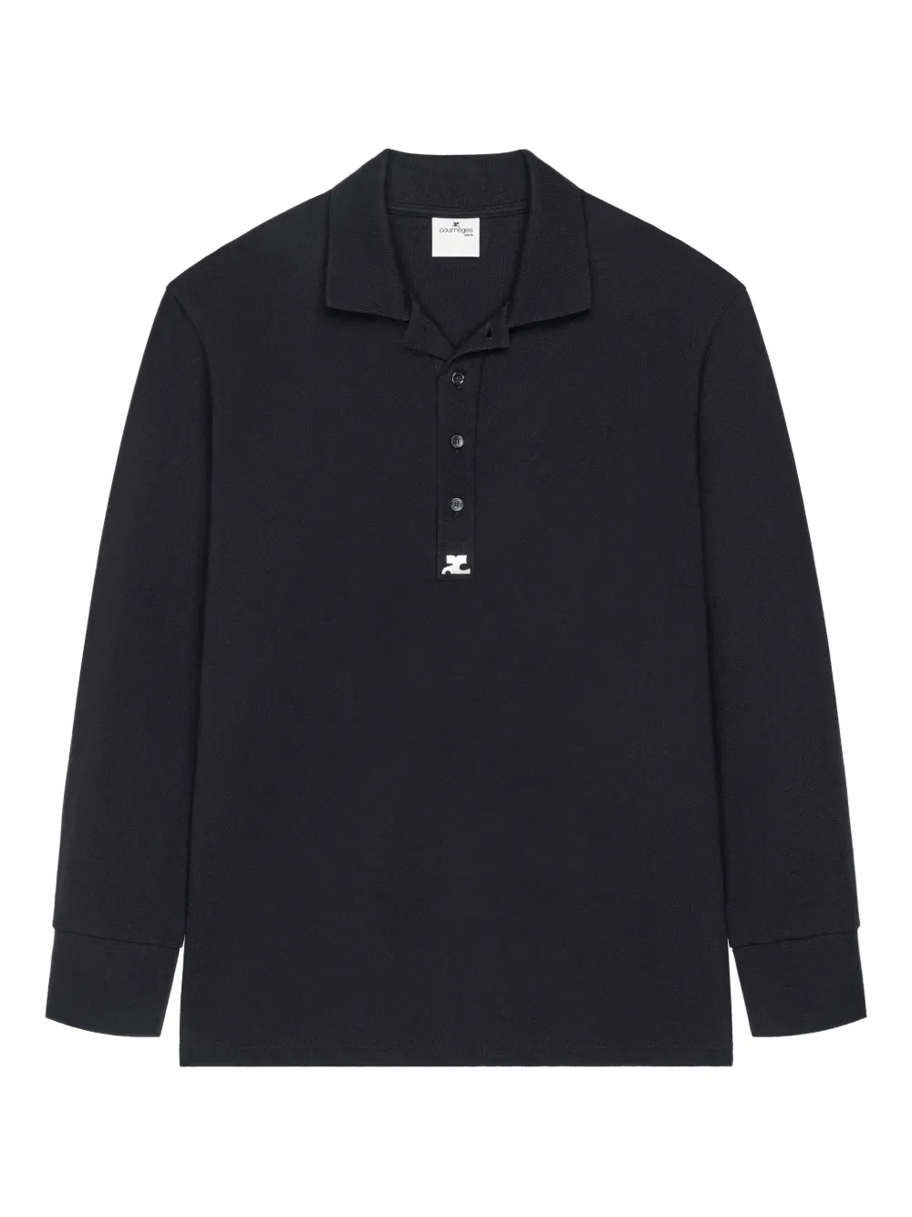 

Рубашка поло с длинными рукавами и логотипом Courrèges, черный