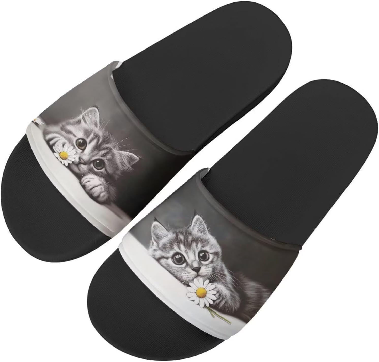 

Женские сандалии с принтом кошки, удобные тапочки, повседневные сандалии для дома, летние домашние тапочки, для улицы и дома, противоскользящие Getelinseng, серый