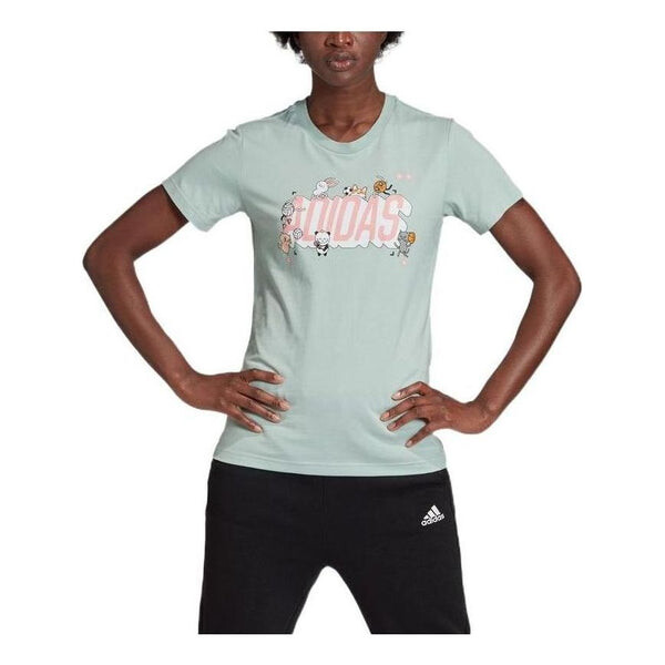 Футболка v-neck illu t-shirt 'green' Adidas, зеленый — фото 3