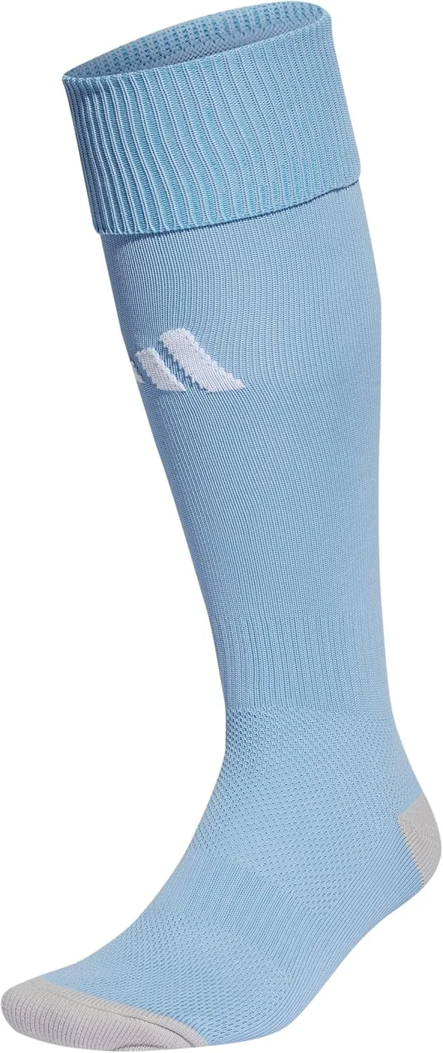 Носки Adidas Milano 23, гольфы до колена, унисекс (1 шт.), светло-голубой/белый