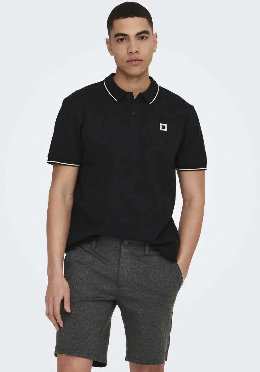 

Рубашка-поло ONLY & SONS "ONSFLETCHER SLIM SS POLO NOOS", черный
